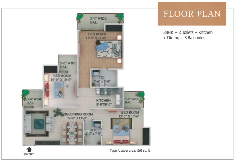 Supertech Capetown developer brochure · 1,295 sq ft Super Area.