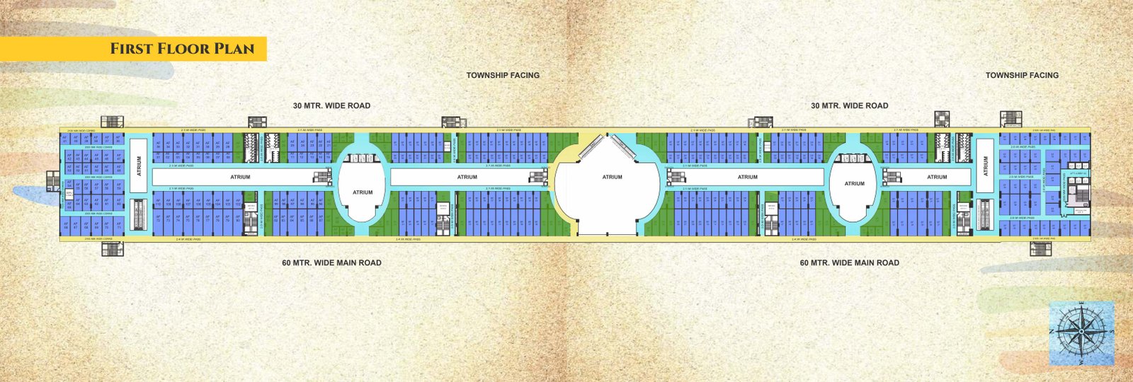 Spectrum Metro II: whole-strip first floor plan from the developer brochure.