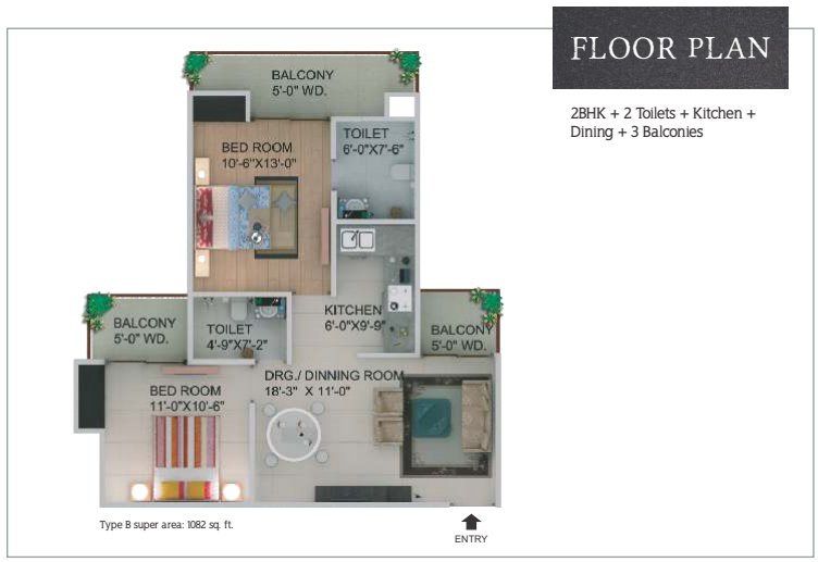 Supertech Capetown developer brochure · 1,082 sq ft Super Area.