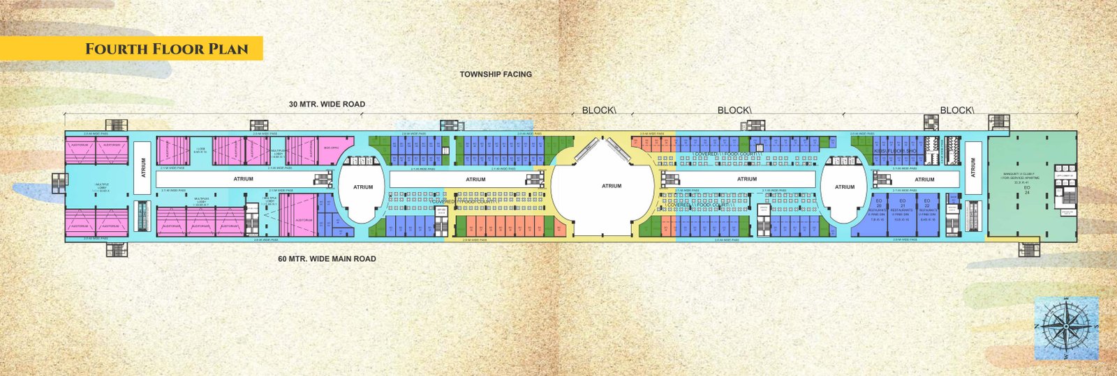 Spectrum Metro II: whole-strip fourth floor plan from the developer brochure.