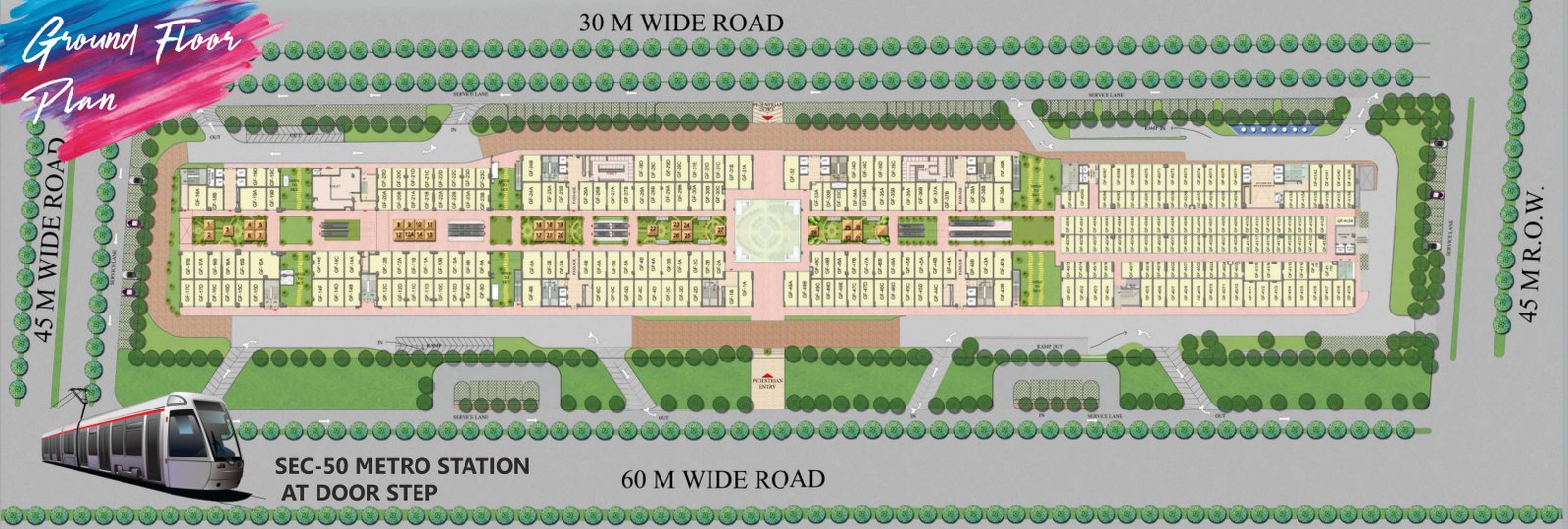 Spectrum Metro I: ground-floor site/master-plan reference from the developer brochure.
