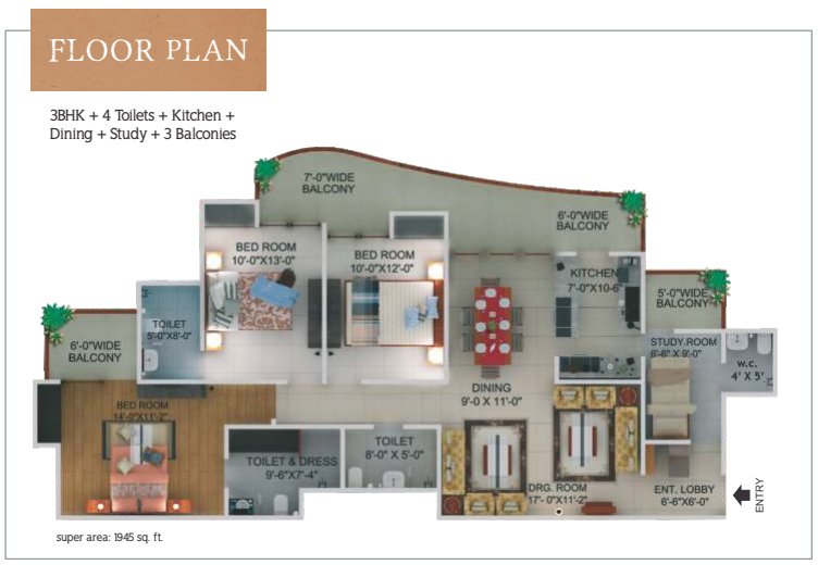Supertech Capetown developer brochure · 1,945 sq ft Super Area.