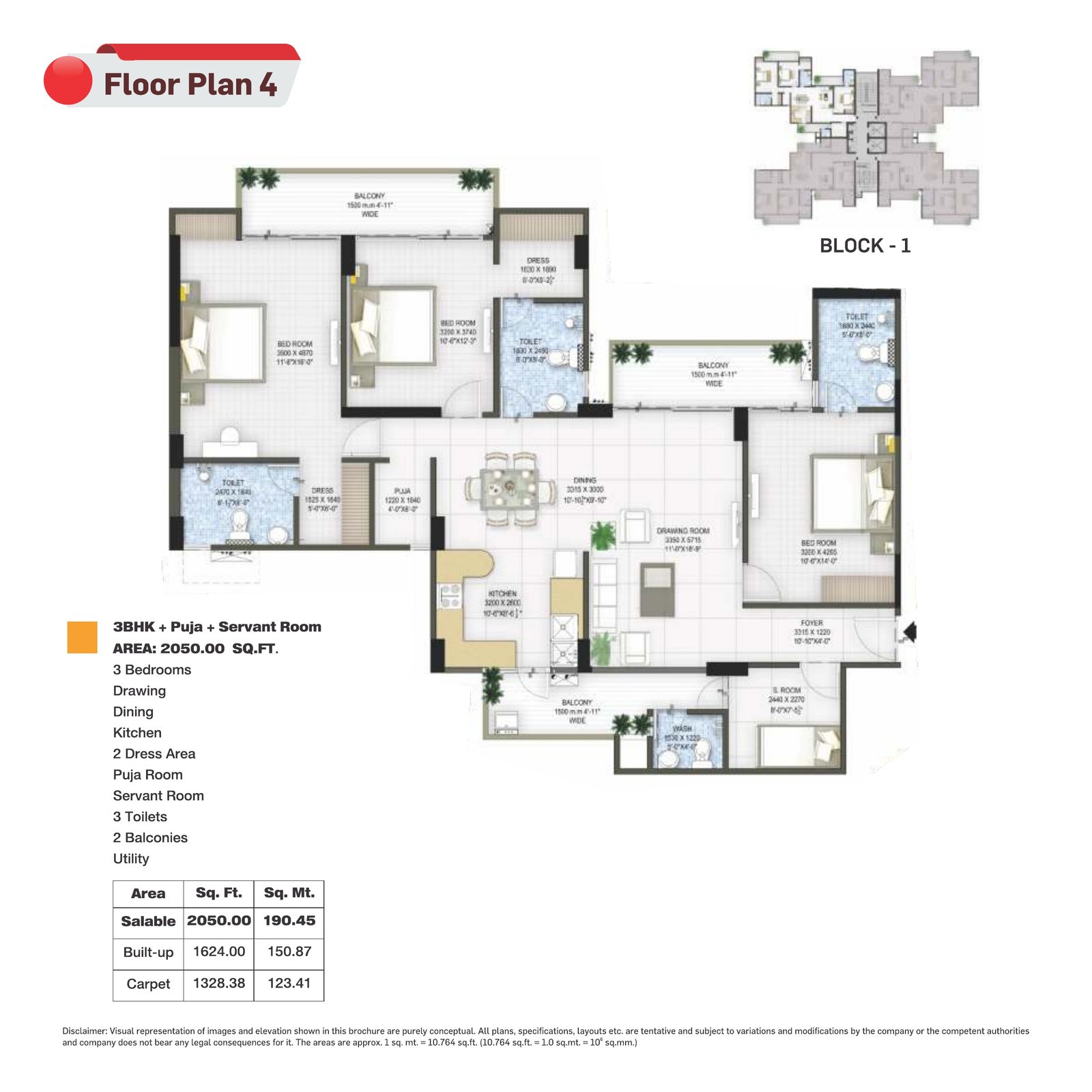 2,050 sq ft floor plan · Panchsheel Group.