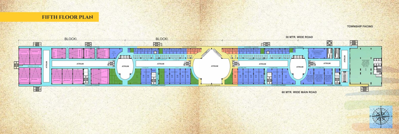 Spectrum Metro II: whole-strip fifth floor plan from the developer brochure.