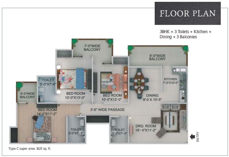 Supertech Capetown developer brochure · 1,625 sq ft Super Area.